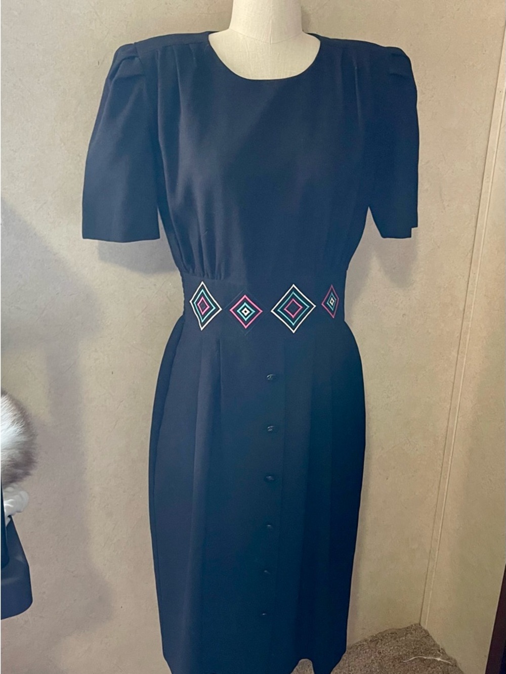 Vintage 1980s Special Effect Secretary Dress black retro Size Small
